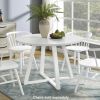 Edo Contemporary Round Dining Table, Trestle Base, White Finish