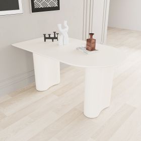 63 "Modern Fashion MDF New Cream Style Coffee Table and Irregular Side Table, 4-8 Person Dining Table, Thick Engineering Wood Round Wave Table Legs