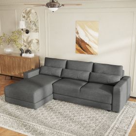 U_STYLE L-shaped Modular Sectional Sofa with Removable Back Cushions and 3 Pillows, Suitable for Living rooms, Offices, and Apartments