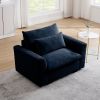 Blue Corduroy Deep Seat Single Sofa Accent Chair,Deep Seat Couch with Waist Pillow for Living Room/Apartment/Office