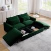 Corduroy Two-Seater Sofa with 2 Storage Footrest,2 Seater Sectional deep seat sofa,Comfy Couches for Living Room,Green Sofa