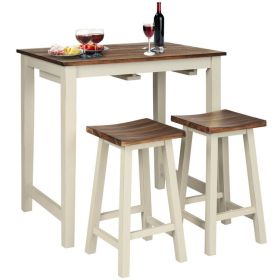 Counter Height Pub Table with 2 Saddle Bar Stools