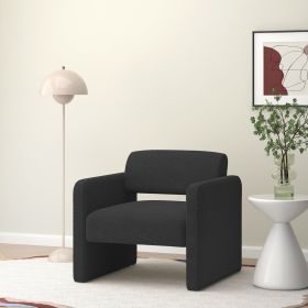 BLACK single sofa chair, upholstered comfortable chair with armrests, for dining room/bedroom/living room/reception - BLACK (30.9"*30.51"*30.11")