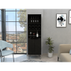 Manhattan TallL Bar Cabinet, Eight Built-in Wine Rack, Two Cabinets With Single Door -Black