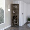 Essential Corner Bar Cabinet , Three Shelves, Eight Built-in Wine Rack, Two Side Shelves Dark Brown