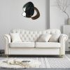 82.68'' Mid Century Modern Velvet Couch Chesterfield Sofa for Living Room,Hotel,Guest Room,Waiting Room, Beige Color