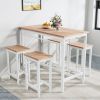 5-piece modern kitchen table with four bar stools Bar table set 5PC,metal frame and MDF, white oak,47.5'' L x 23.7'' W x 35.5'' H.