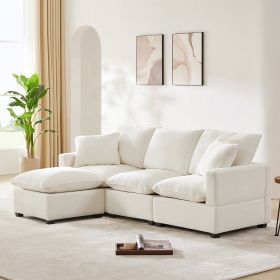 [VIDEO provided] [New] 84*57" Modern Modular Sofa, 4 Seat Chenille Sectional Couch Set with 2 Pillows Included