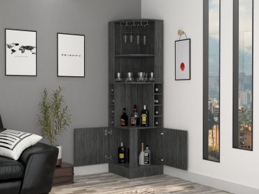 Bar Cabinet Papprika, 8 Wine Cubbies, Double Door, Smokey Oak Finish