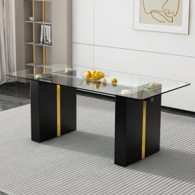 Large modern simple rectangular glass table, which can accommodate 6-8 people