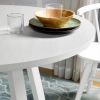 Edo Contemporary Round Dining Table, Trestle Base, White Finish