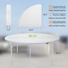 Round Plastic Folding Table with Carrying Handle, 66" Heavy Duty Foldable Round Table Indoor Outdoor, 5 Legs Portable Dining Round Table for Parties