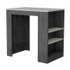 Kitchen Island, Kitchen Bar Table 36" H, 3-Side Shelves, Smokey Oak / Ibiza Marble Color Finish