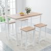 5-piece modern kitchen table with four bar stools Bar table set 5PC,metal frame and MDF, white oak,47.5'' L x 23.7'' W x 35.5'' H.