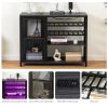 Bar Cabinet,Wine Bar Cabinet,Liquor Storage Credenza,Sideboard with Wine Racks & Stemware Holder,With UAB socket,Metal bracket,placed in family bars