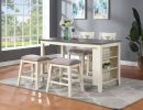 Modern Casual 1pc Counter Height High Dining Table w Storage Shelves Wooden Kitchen Breakfast Table Dining Room Furniture