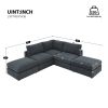 [VIDEO provided][New]93"Modern Sectional Sofa with Vertical Stripes,5-Seat Armless Couch Set with Convertible Ottomans,Various Combinations