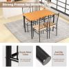 5 Pieces Dining Set Wooden Table and 4 Cushioned Chairs