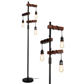 Farmhouse Tree Floor Lamp;  68 Inch 3 Lights Wood Standing Lamp