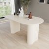 63 "Modern Fashion MDF New Cream Style Coffee Table and Irregular Side Table, 4-8 Person Dining Table, Thick Engineering Wood Round Wave Table Legs