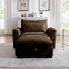 Brown Corduroy Sofa Couch, Modular Couch with Storage Ottoman, Couch Deep Seat Couches for Modern Living Room/Apartment/Office