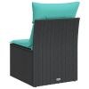 Patio Chair Armless with Cushions Black Poly Rattan