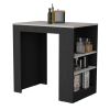 Kitchen Island, Kitchen Bar Table 36" H, with 3-Side Shelves, White, Wengue/ Ibiza Marble Color Finish