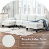 [VIDEO provided][New] 112*56" Granular Velvet Sofa,U-Shaped Couch with Oversized Seat,6-Seat Sofa Bed with Double Chaise