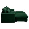 Corduroy Two-Seater Sofa with 2 Storage Footrest,2 Seater Sectional deep seat sofa,Comfy Couches for Living Room,Green Sofa