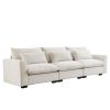 3 Seater Deep Seat Couches for Living Room, Wide and Deep Seat Comfy Living Roo Sofas with 3 Waist Pillows, Beige Corduroy