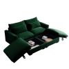 Corduroy Two-Seater Sofa with 2 Storage Footrest,2 Seater Sectional deep seat sofa,Comfy Couches for Living Room,Green Sofa