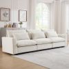 3 Seater Deep Seat Couches for Living Room, Wide and Deep Seat Comfy Living Roo Sofas with 3 Waist Pillows, Beige Corduroy