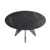 59.05" Round Marble Dining Table with Silver Stainless Steel Design Base, Artificial Marble for 6-8 People