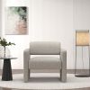 Beige stripe single sofa chair, upholstered comfortable chair with armrests