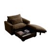 Brown Corduroy Sofa Couch, Modular Couch with Storage Ottoman, Couch Deep Seat Couches for Modern Living Room/Apartment/Office