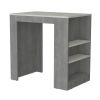 Kitchen Island, Kitchen Bar Table 36" H, 3-Side Shelves, Concrete Gray / Ibiza Marble Color Finish