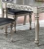 Formal 1pc Dining Table w 2x Leaves Only Silver / Grey Finish Antique Design Rubberwood Large Family Dining Room Furniture