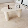 63 "Modern Fashion MDF New Cream Style Coffee Table and Irregular Side Table, 4-8 Person Dining Table, Thick Engineering Wood Round Wave Table Legs