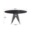 59.05" Round Marble Dining Table with Silver Stainless Steel Design Base, Artificial Marble for 6-8 People