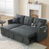 Sectional Sofa Bed L-Shaped Sofa Couch Bed with USB Port, Reversible Sofa Couch Sleeper with Pull Out Bed, Chaise with Storage