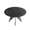 53" Round Marble Dining Table with Silver Stainless Steel Design Base, Artificial Marble for 6 People, Dining Room/Living Room Kitchen Dining Table