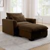 Brown Corduroy Sofa Couch, Modular Couch with Storage Ottoman, Couch Deep Seat Couches for Modern Living Room/Apartment/Office