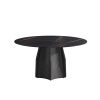 59.05" Round Marble Dining Table With Black Textured Solid Wood Base, Artificial Marble for 6-8 People, Dining Room/Living Room Kitchen Dining Table