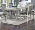 Antique Traditional Dining Table and 6 Side Chairs Rectangle Table Top w Glass insert Leaf Tufted Chairs Kitchen Formal 7pc Set Dining Room Furniture