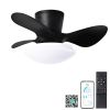 24" Modern Ceiling Fan with Light and Remote,Low Profile Flush Mount Ceiling Fans Indoor