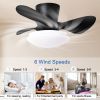 24" Modern Ceiling Fan with Light and Remote,Low Profile Flush Mount Ceiling Fans Indoor