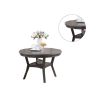 Dining Room Furniture Gray Oak Rubber wood MDF Round Table 1pc Table w Shelve