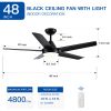 48 in. LED Indoor Matte Black Ceiling Fan with Integrated Light Kit and Remote Control