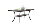 Dining Room Furniture Natural Wooden Rectangular Dining Table 1pc Dining Table Only Nailheads and Storage Shelve