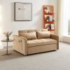 55.5"Twins Pull Out Sofa Bed Khaki Velvet